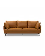 Luxurious Tan Leather Sofa | Modern 3-Seater Couch for Living Room