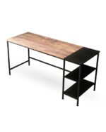 Modern Industrial Wood & Metal Office Desk with Shelves