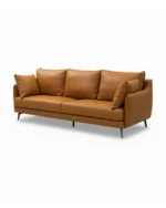 Luxurious Tan Leather Sofa | Modern 3-Seater Couch for Living Room