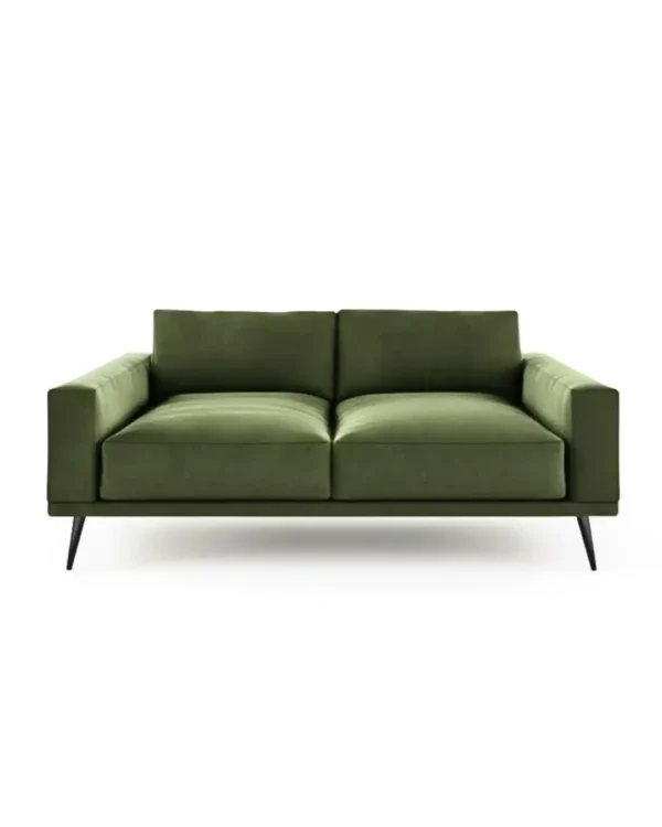 Modern Olive Green Fabric Sofa - 2-Seater