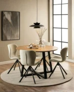 Modern Round Dining Table with Metal Legs