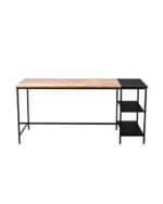 Modern Industrial Wood & Metal Office Desk with Shelves