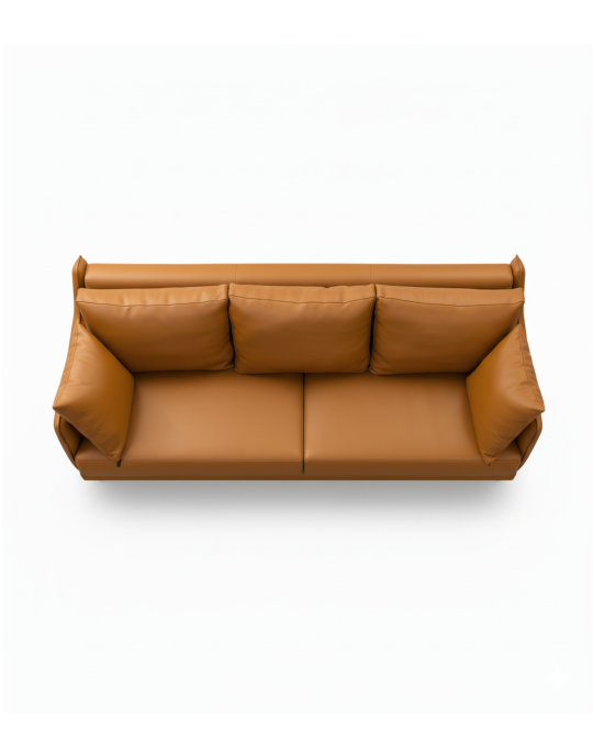 Luxurious Tan Leather Sofa | Modern 3-Seater Couch for Living Room