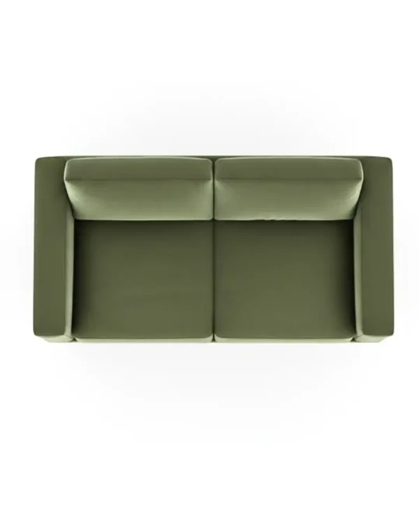 Modern Olive Green Fabric Sofa - 2-Seater
