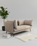 Luxurious Modern 2-Seater Sofa - Contemporary Living Room Couch with Metal Legs