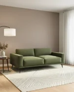 Modern Olive Green Fabric Sofa - 2-Seater