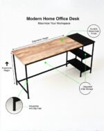 Modern Industrial Wood & Metal Office Desk with Shelves