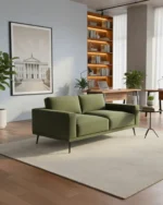 Modern Olive Green Fabric Sofa - 2-Seater