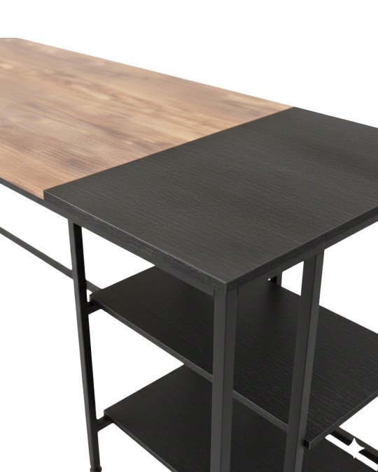 Modern Industrial Wood & Metal Office Desk with Shelves