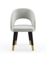 Modern Luxury Upholstered Dining Chair with Curved Back and Gold-Tipped Legs – Premium Velvet Finish