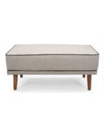 Modern Fabric Bench Ottoman with Wooden Legs – Minimalist Piped Seating