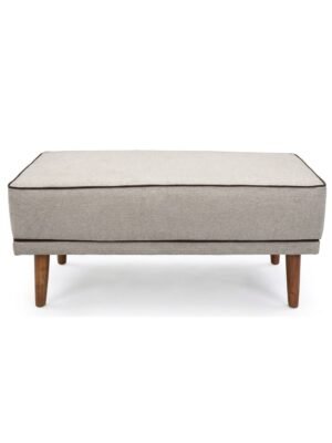 Modern Fabric Bench Ottoman with Wooden Legs – Minimalist Piped Seating