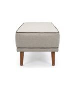 Modern Fabric Bench Ottoman with Wooden Legs – Minimalist Piped Seating