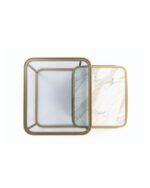 Luxury Nested Coffee Table with Smoked Glass & Marble Top – Gold Finish