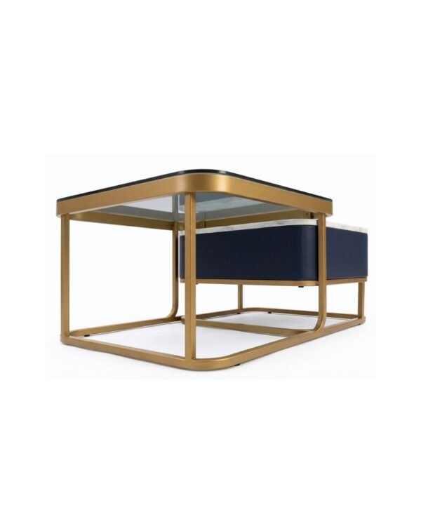 Luxury Nested Coffee Table with Smoked Glass & Marble Top – Gold Finish