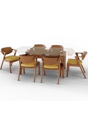 Crescent Dining Table Set With Glass Top | CRV-DT022